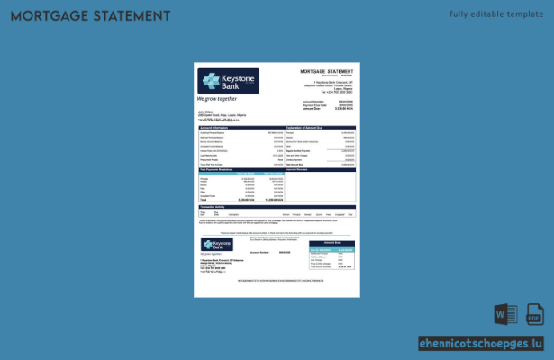 Keystone Bank Nigeria Hypothekenabrechnung – Beispiel-Word- und PDF-Datei (Vorschau)